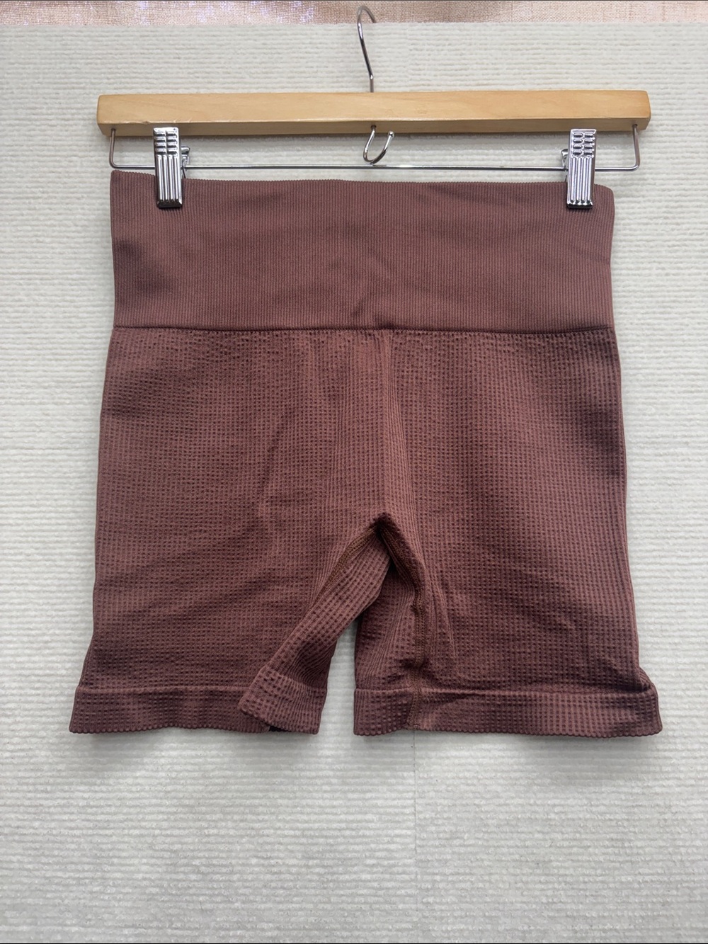 Colsie | medium High-Waist Waffle Knit Biker Shorts - Brown